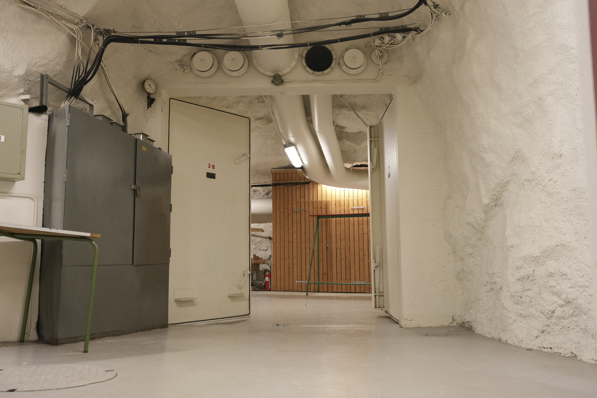 Open door in a public shelter